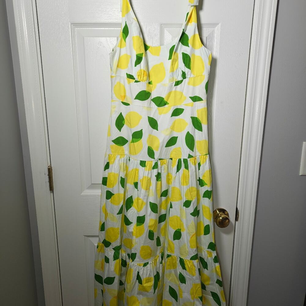 NWT Kate Spade New York Lemon Print Tiered Midi Dress Size 6